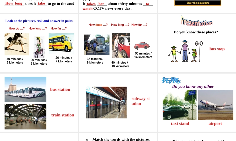 （水滴系列）七年级英语下册 Unit 3 How do you get to school（第4课时）Section B（1a-1e）课件 （新版）人教新目标版-（新版）人教新目标版初中七年级下册英语课件