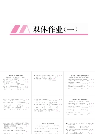 （毕节专版）春七年级数学下册 双休作业（一）作业课件 （新版）北师大版-（新版）北师大版初中七年级下册数学课件