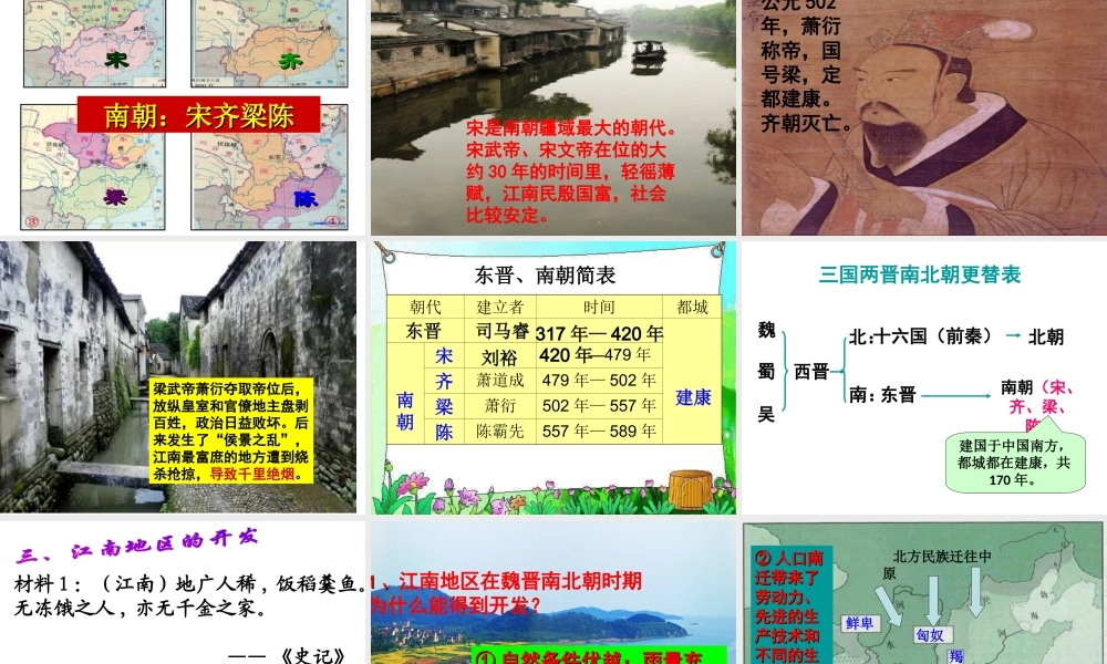 （水滴系列）（秋季版）七年级历史上册 第四单元 第18课 东晋南朝时期江南地区的开发课件1 新人教版-新人教版初中七年级上册历史课件