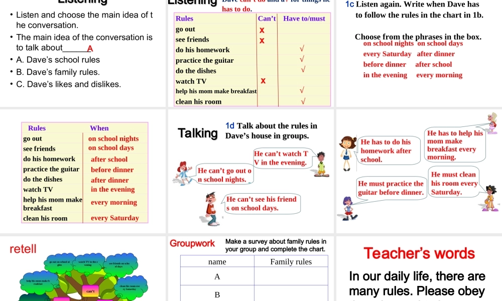 （水滴系列）七年级英语下册 Unit 4 Don’t eat in class（第4课时）Section B（1a-1d）课件 （新版）人教新目标版-（新版）人教新目标版初中七年级下册英语课件