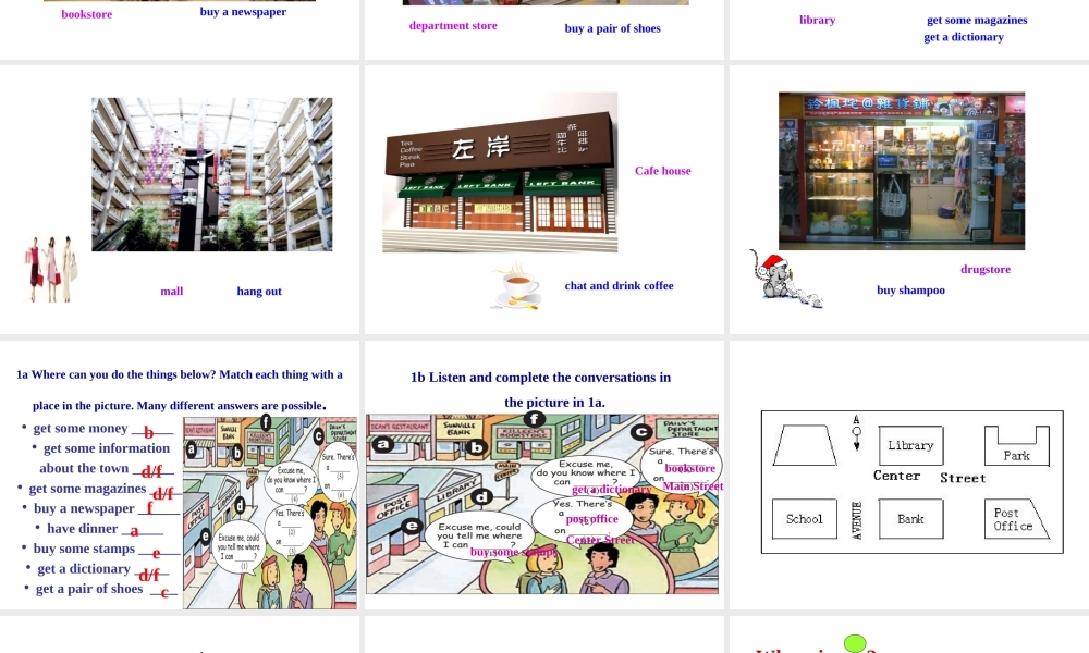 （水滴系列）九年级英语全册 Unit 3 Could you please tell me where the restrooms are（第2课时）Section A（1a-2d）课件 （新版）人教新目标版-（新版）人教新目标版初中九年级全册英语课件