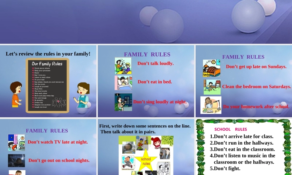 （水滴系列）七年级英语下册 Unit 4 Don’t eat in class（第6课时）Section B（3a-self check）课件 （新版）人教新目标版-（新版）人教新目标版初中七年级下册英语课件