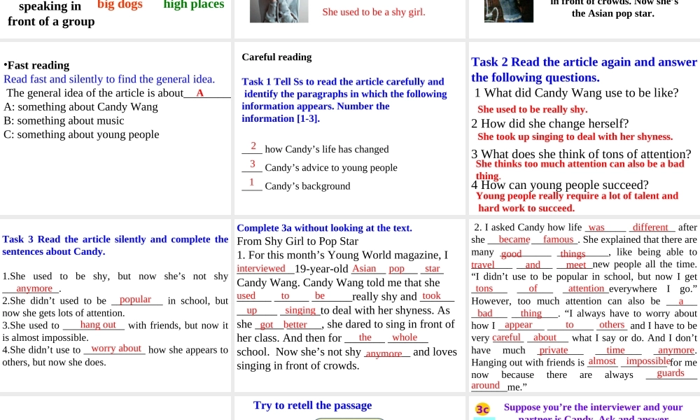 （水滴系列）九年级英语全册 Unit 4 I used to be afraid of the dark（第3课时）Section A（3a-4c）课件 （新版）人教新目标版-（新版）人教新目标版初中九年级全册英语课件