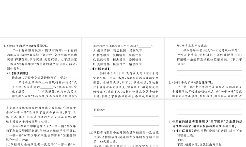 （毕节专版）春七年级语文下册 第2单元 综合性学习 天下国家习题课件 新人教版-新人教版初中七年级下册语文课件