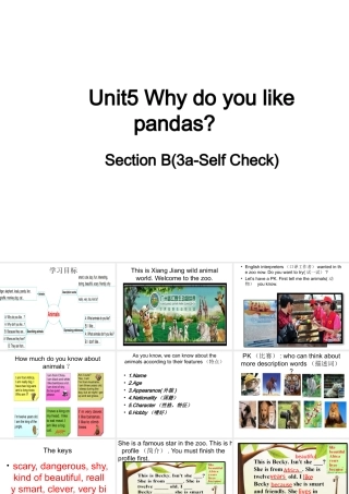（水滴系列）七年级英语下册 Unit 5 Why do you like pandas（第6课时）Section B（3a-Self check）课件 （新版）人教新目标版-（新版）人教新目标版初中七年级下册英语课件