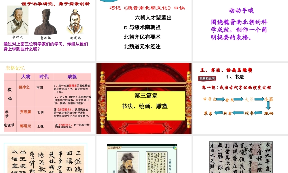 （水滴系列）（秋季版）七年级历史上册 第四单元 第20课 魏晋南北朝的科技与文化课件2 新人教版-新人教版初中七年级上册历史课件