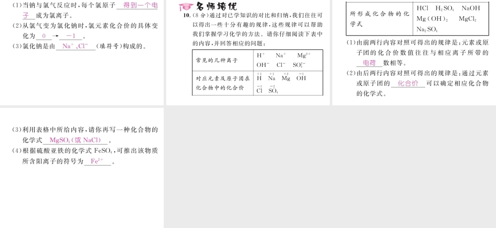（毕节专用）秋九年级化学上册 4.4 第1课时 化学式与化合价作业课件 （新版）新人教版-（新版）新人教版初中九年级上册化学课件