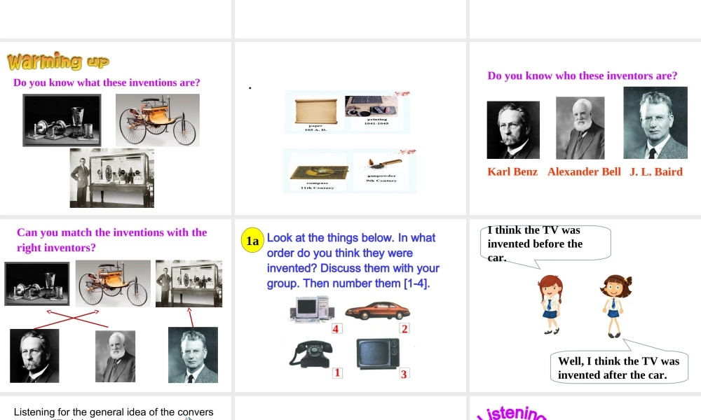 （水滴系列）九年级英语全册 Unit 6 When was it invented Section A（1a-2d）课件 （新版）人教新目标版-（新版）人教新目标版初中九年级全册英语课件