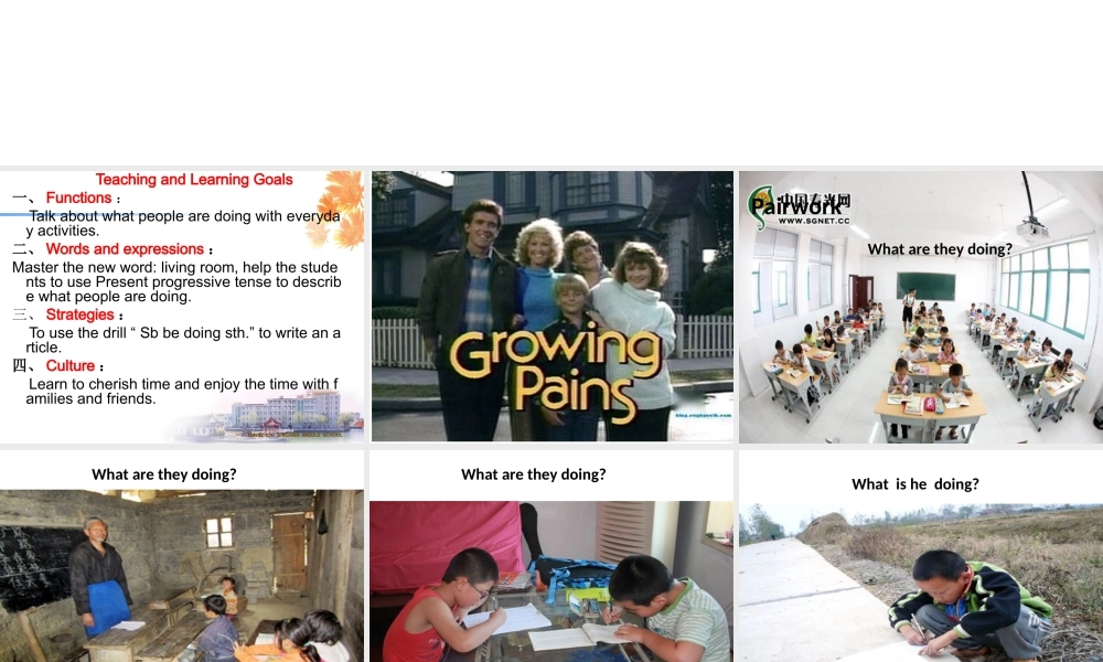 （水滴系列）七年级英语下册 Unit 6 I’m watching TV（第6课时）Section B（3a-self check）课件 （新版）人教新目标版-（新版）人教新目标版初中七年级下册英语课件