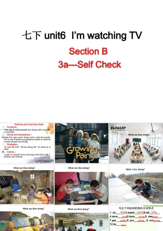 （水滴系列）七年级英语下册 Unit 6 I’m watching TV（第6课时）Section B（3a-self check）课件 （新版）人教新目标版-（新版）人教新目标版初中七年级下册英语课件