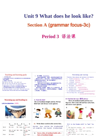 （水滴系列）七年级英语下册 Unit 9 What does he look like（第3课时）Section A（Grammar Foucs-3c）课件 （新版）人教新目标版-（新版）人教新目标版初中七年级下册英语课件