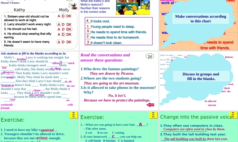 （水滴系列）九年级英语全册 Unit 7 Teenagers should be allowed to choose their own clothes（第2课时）Section A（1a-2d）课件 （新版）人教新目标版-（新版）人教新目标版初中九年级全册英语课件