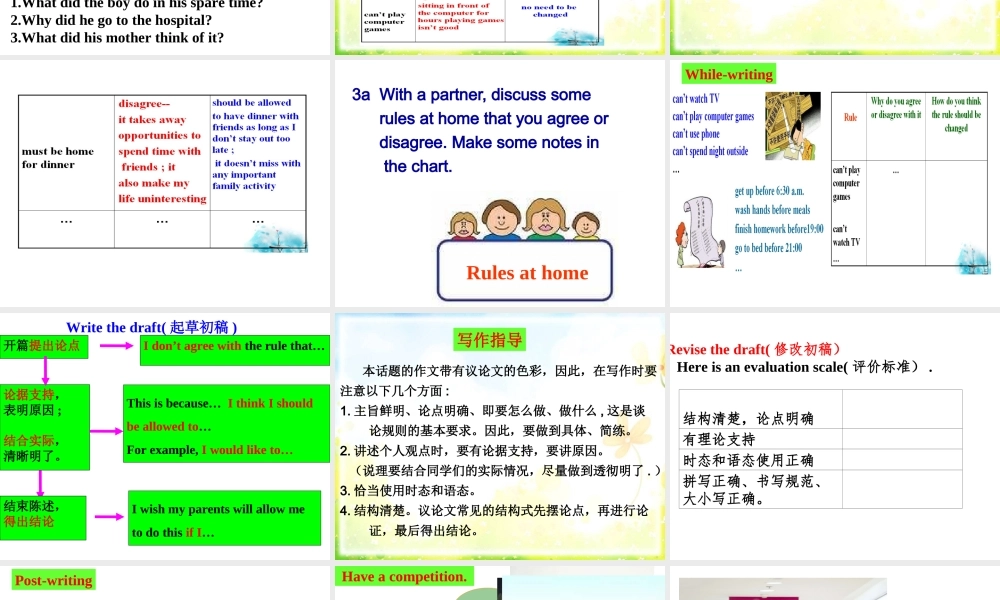 （水滴系列）九年级英语全册 Unit 7 Teenagers should be allowed to choose their own clothes（第6课时）Section B（3a-Self Check）课件 （新版）人教新目标版-（新版）人教新目标版初中九年级全册英语课件