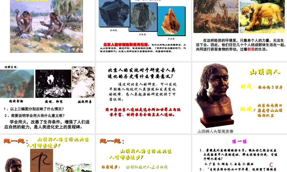 （水滴系列）（秋季版）七年级历史上册 第一单元 第1课 中国早期人类的代表—北京人课件4 新人教版-新人教版初中七年级上册历史课件