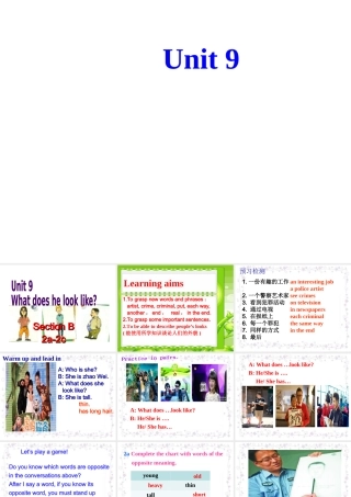 （水滴系列）七年级英语下册 Unit 9 What does he look like（第5课时）Section B（2a-2c）课件 （新版）人教新目标版-（新版）人教新目标版初中七年级下册英语课件