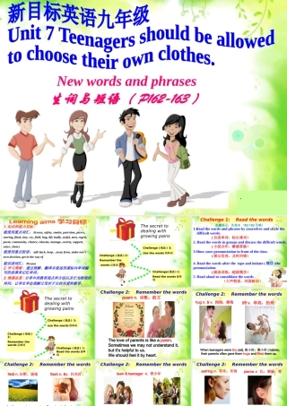 （水滴系列）九年级英语全册 Unit 7 Teenagers should be allowed to choose their own clothes生词和短语课件 （新版）人教新目标版-（新版）人教新目标版初中九年级全册英语课件