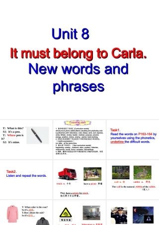 （水滴系列）九年级英语全册 Unit 8 It must belong to Carla（第1课时）New words and phrases课件 （新版）人教新目标版-（新版）人教新目标版初中九年级全册英语课件