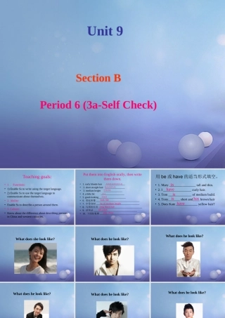 （水滴系列）七年级英语下册 Unit 9 What does he look like（第6课时）Section B（3a-self check）课件 （新版）人教新目标版-（新版）人教新目标版初中七年级下册英语课件