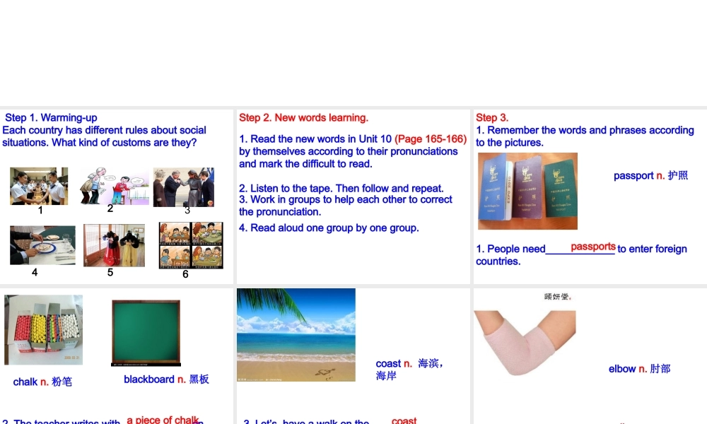 （水滴系列）九年级英语全册 Unit 10 You’re supposed to shake hands（第1课时）Words and phrases课件 （新版）人教新目标版-（新版）人教新目标版初中九年级全册英语课件