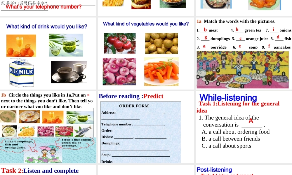 （水滴系列）七年级英语下册 Unit 10 I’d like some noodles（第4课时）Section B（1a-1e）课件 （新版）人教新目标版-（新版）人教新目标版初中七年级下册英语课件