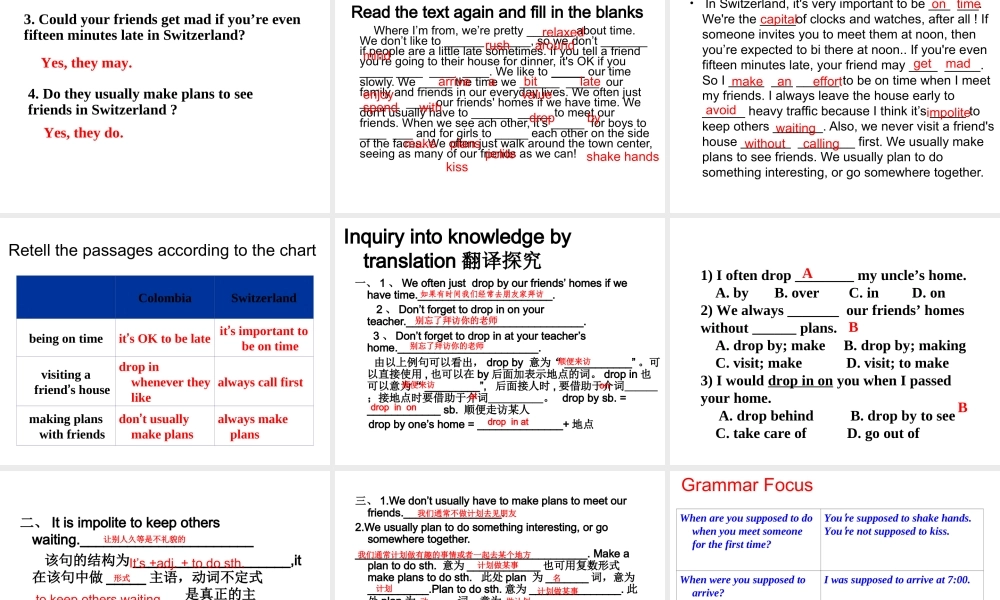 （水滴系列）九年级英语全册 Unit 10 You’re supposed to shake hands（第3课时）Section A（3a-4c）课件 （新版）人教新目标版-（新版）人教新目标版初中九年级全册英语课件
