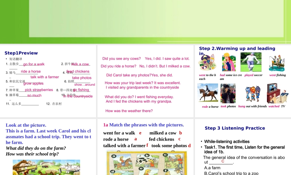 （水滴系列）七年级英语下册 Unit 11 How was your school trip（第2课时）Section A（1a-2d）课件 （新版）人教新目标版-（新版）人教新目标版初中七年级下册英语课件