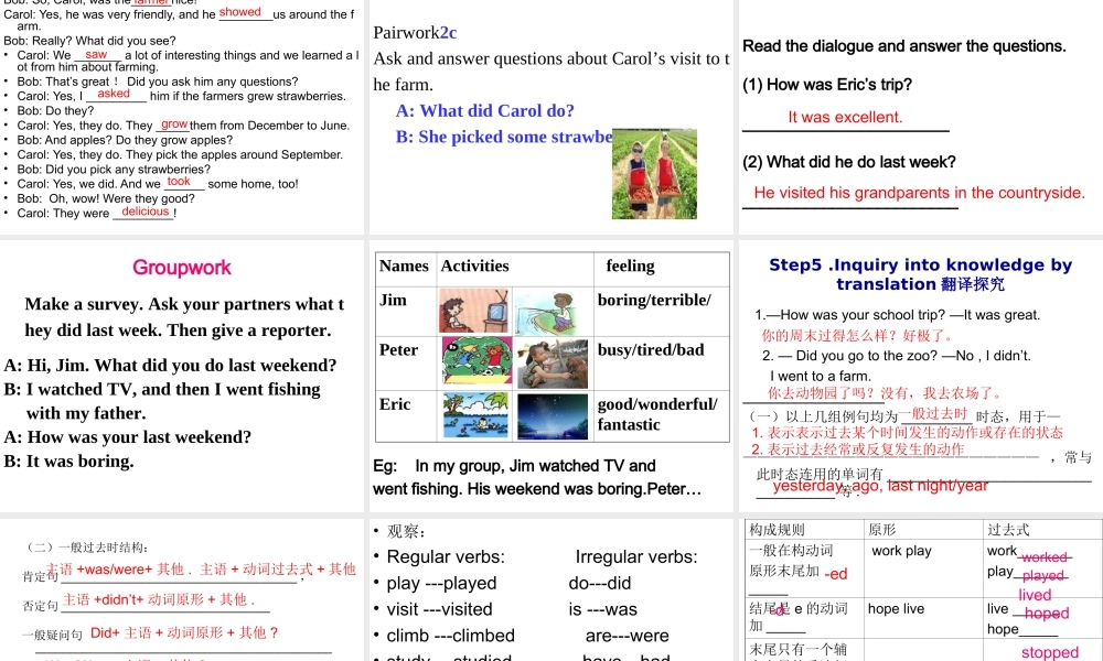 （水滴系列）七年级英语下册 Unit 11 How was your school trip（第2课时）Section A（1a-2d）课件 （新版）人教新目标版-（新版）人教新目标版初中七年级下册英语课件