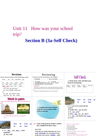 （水滴系列）七年级英语下册 Unit 11 How was your school trip（第6课时）Section B（3a-self check）课件 （新版）人教新目标版-（新版）人教新目标版初中七年级下册英语课件