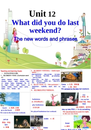 （水滴系列）七年级英语下册 Unit 12 What did you do last weekend（第1课时）New words and phrases课件 （新版）人教新目标版-（新版）人教新目标版初中七年级下册英语课件