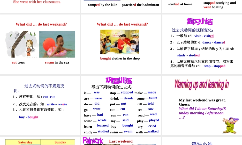 （水滴系列）七年级英语下册 Unit 12 What did you do last weekend（第3课时）Section A（Grammar Focus-3c）课件 （新版）人教新目标版-（新版）人教新目标版初中七年级下册英语课件