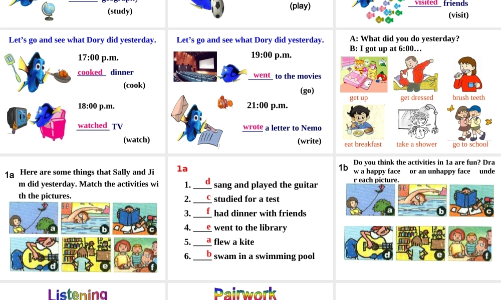 （水滴系列）七年级英语下册 Unit 12 What did you do last weekend（第4课时）Section B（1a-1e）课件 （新版）人教新目标版-（新版）人教新目标版初中七年级下册英语课件