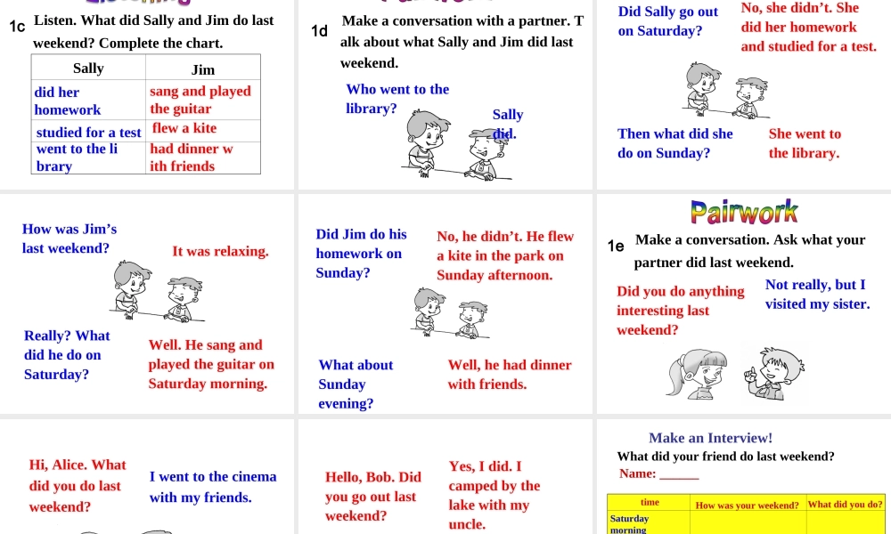 （水滴系列）七年级英语下册 Unit 12 What did you do last weekend（第4课时）Section B（1a-1e）课件 （新版）人教新目标版-（新版）人教新目标版初中七年级下册英语课件