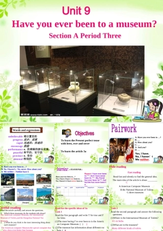 （水滴系列）八年级英语下册 Unit 9 Have you ever been to a museum（第3课时）Section A（3a-4c）课件 （新版）人教新目标版-（新版）人教新目标版初中八年级下册英语课件