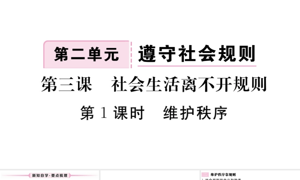 （江西专版）八年级道德与法治上册 第二单元 遵守社会规则 第三课 社会生活离不开规则 第1框 维护秩序习题课件 新人教版-新人教版初中八年级上册政治课件