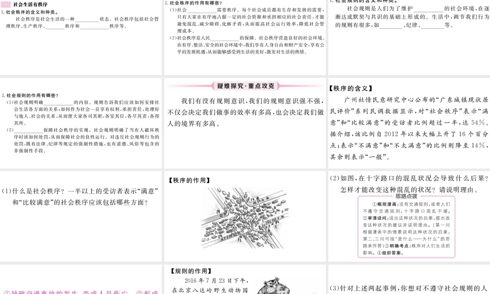 （江西专版）八年级道德与法治上册 第二单元 遵守社会规则 第三课 社会生活离不开规则 第1框 维护秩序习题课件 新人教版-新人教版初中八年级上册政治课件