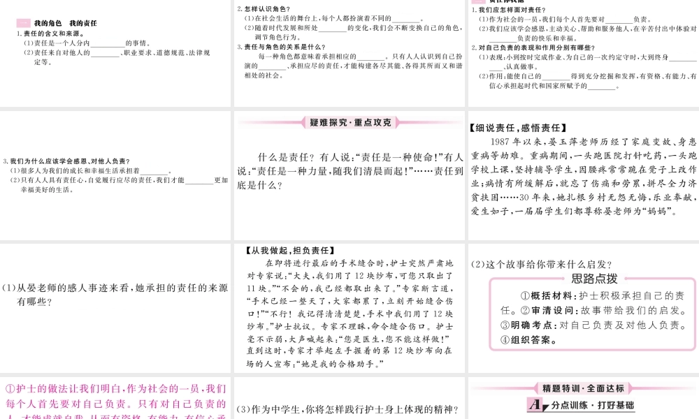 （江西专版）八年级道德与法治上册 第三单元 勇担社会责任 第六课 责任与角色同在 第1框 我对谁负责 谁对我负责习题课件 新人教版-新人教版初中八年级上册政治课件
