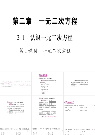 （江西专级数学上册 第2章 一元二次方程 2.1 认识一元二次方程 第1课时 一元二次方程作业课件 （新版）北师大版-（新版）北师大级上册数学课件