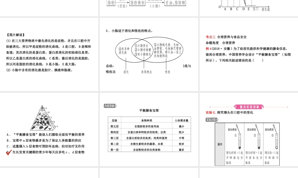 （江西专版）中考生物 第1部分 第四单元 第二章 人体的营养复习课件-人教级全册生物课件