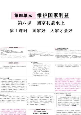（江西专版）八年级道德与法治上册 第四单元 维护国家利益 第八课 国家利益至上 第1框 国家好 大家才会好习题课件 新人教版-新人教版初中八年级上册政治课件