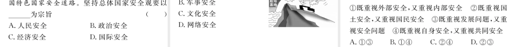 （江西专版）八年级道德与法治上册 第四单元 维护国家利益 第九课 树立总体国家安全观 第1框 认识总体国家安全观习题课件 新人教版-新人教版初中八年级上册政治课件