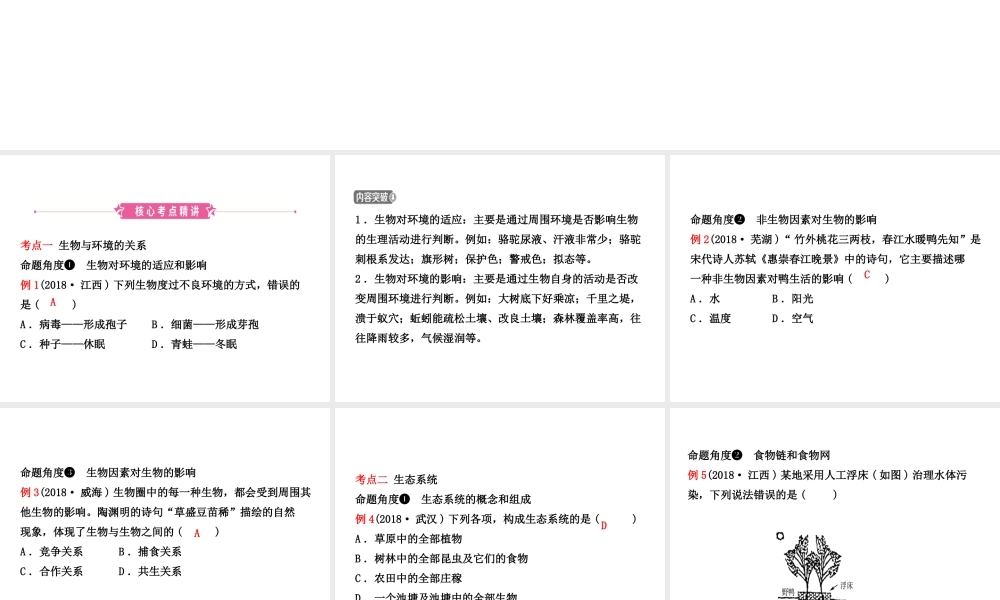 （江西专版）中考生物 第1部分 第一单元 第一章 第二章复习课件-人教级全册生物课件