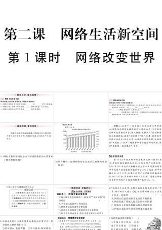 （江西专版）八年级道德与法治上册 第一单元 走进社会生活 第二课 网络生活新空间 第1框 网络改变世界习题课件 新人教版-新人教版初中八年级上册政治课件