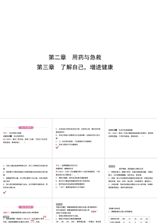 （江西专版）中考生物 第八单元 健康地生活 第二章 第三章复习课件-人教级全册生物课件