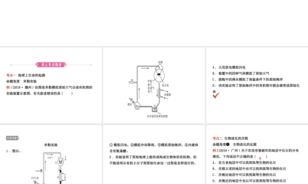 （江西专版）中考生物 第七单元 生物圈中生命的延续和发展 第三章 生命起源和生物进化复习课件-人教级全册生物课件