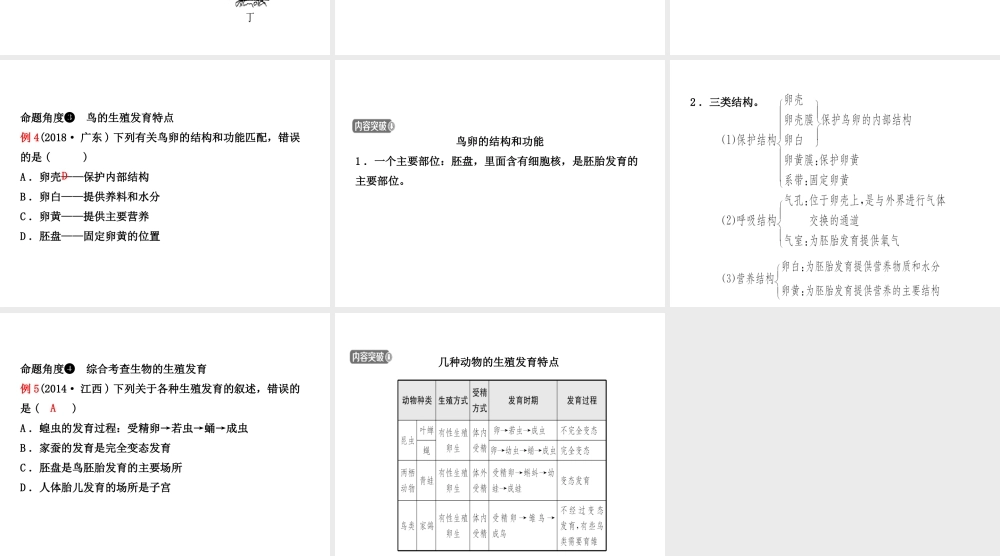 （江西专版）中考生物 第七单元 生物圈中生命的延续和发展 第一章 生物的生殖和发育复习课件-人教版初中九年级全册生物课件