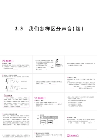 （江西专版）八年级物理上册 2.3我们怎条区分声音（续）习题课件 （新版）粤教沪版-（新版）粤教沪版初中八年级上册物理课件