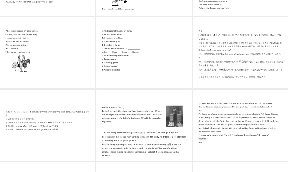 （江苏专用）中考英语复习 专题十七 阅读理解（试卷部分）课件-人教版初中九年级全册英语课件