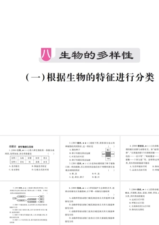 （江西专版）中考生物总复习 八 生物的多样性（根据生物的特征进行分类）教材整理课件-人教版初中九年级全册生物课件