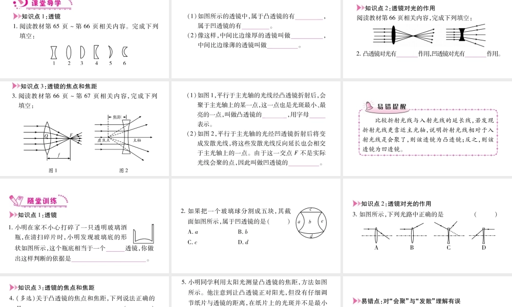 （江西专版）八年级物理上册 3.5奇妙的透镜习题课件 （新版）粤教沪版-（新版）粤教沪版初中八年级上册物理课件