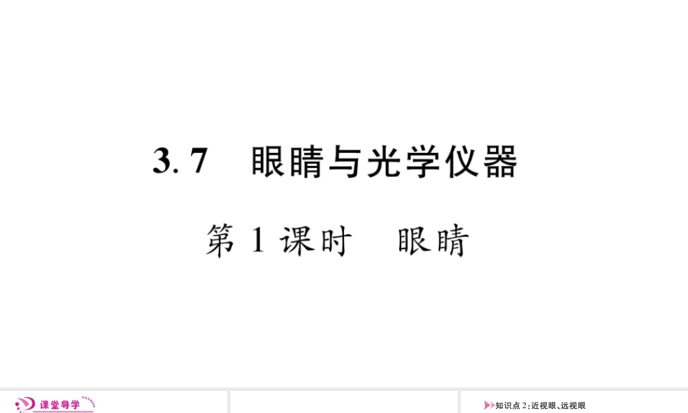 （江西专版）八年级物理上册 3.7眼睛与光学仪器（第1课时）习题课件 （新版）粤教沪版-（新版）粤教沪版初中八年级上册物理课件